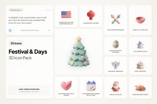 3D Festival & Day Icons