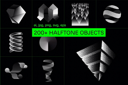 200+ Halftone Bitmap Elements
