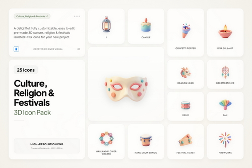 3D Culture & Religion Icons