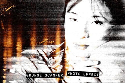Grunge Scanner Image Effect Mockup
