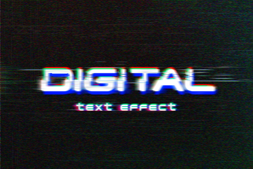 Digital Glitch Text Effect Mockup