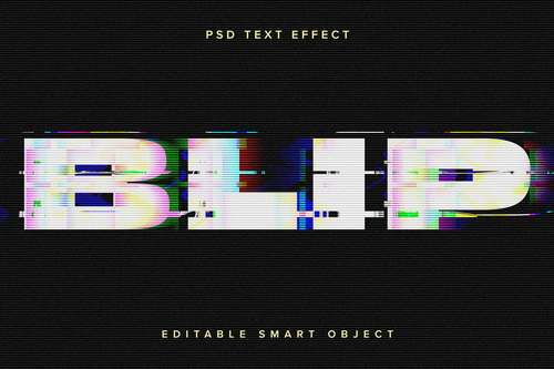 Distorted Glitch Text Effect Mockup