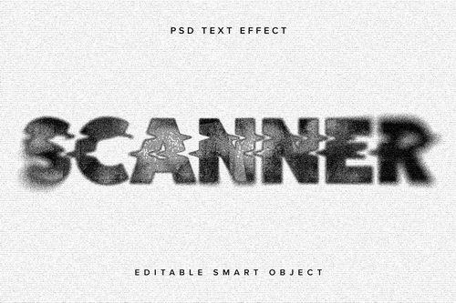 Distorted Scanner Text Effect Mockup