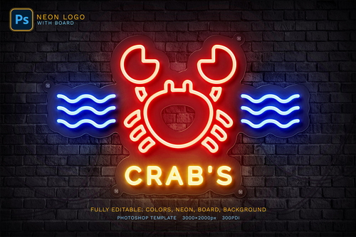 Neon Logo Photoshop Mockup