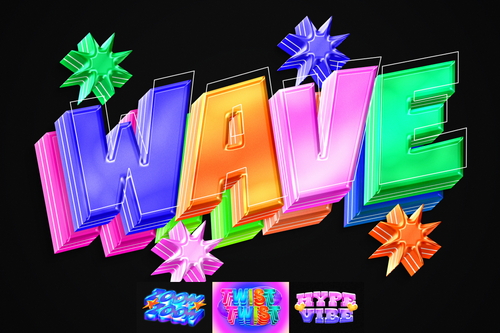 Colorful 3D Glossy Text Effect