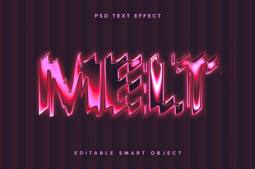 Distorted Pink Chrome Text Effect Mockup