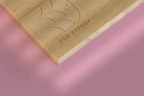 Engraved Wood Text Effect Mockup