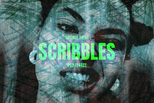 Messy Scribbles Image Effect Mockup