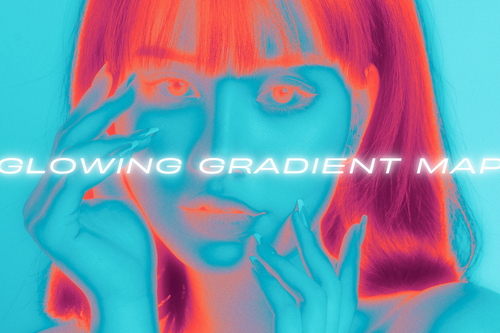 Glowing Gradient Map Image Effect Mockup