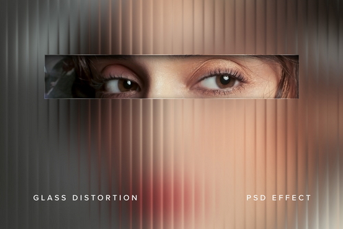 Reeded Glass Distortion Image Effect Mockup