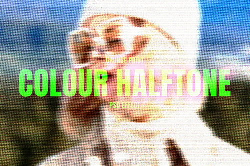 Colour Halftone Image Effect Mockup
