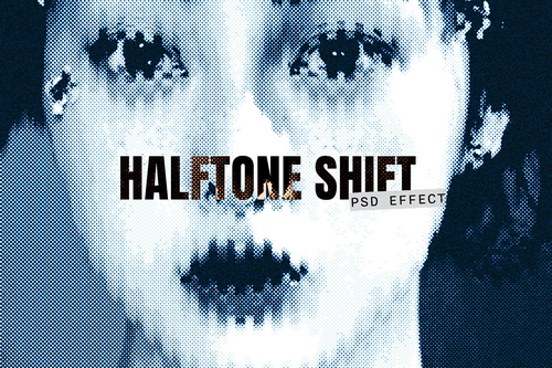 Halftone Shift Image Effect Mockup