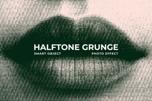 Grunge Halftone Image Effect Mockup