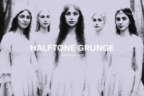 Halftone Grunge Image Effect Mockup