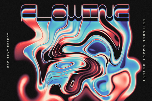 Colourful Melting Text Effect Mockup