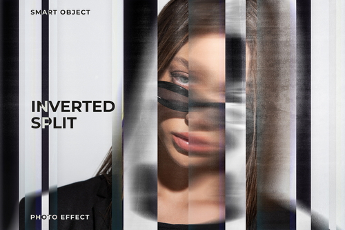 Inverted Split Image Effect Mockup