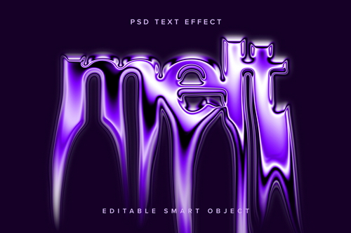 Melting Chrome Text Effect Mockup