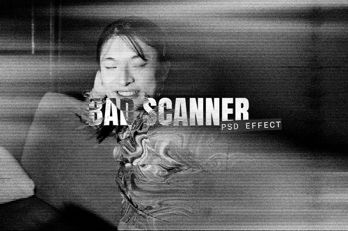 Messy Scanner Image Effect Mockup
