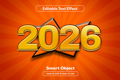 New Year 2026 3D Editable Text Effect