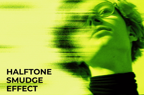 Halftone Smudge Image Effect Mockup