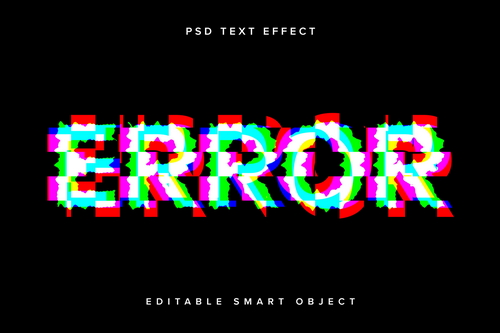 Glitch Text Effect Mockup