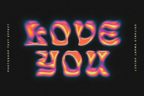 Colourful Blurry Chrome Text Effect Mockup