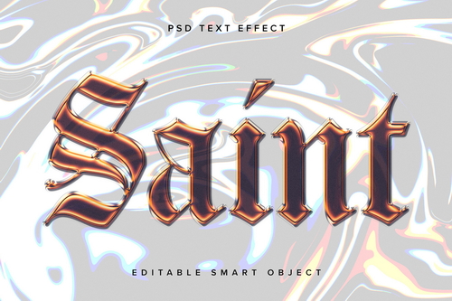Orange Translucent Chrome Text Effect Mockup