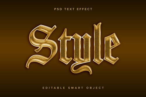 Textured Gold Chrome Text Effect Mockup