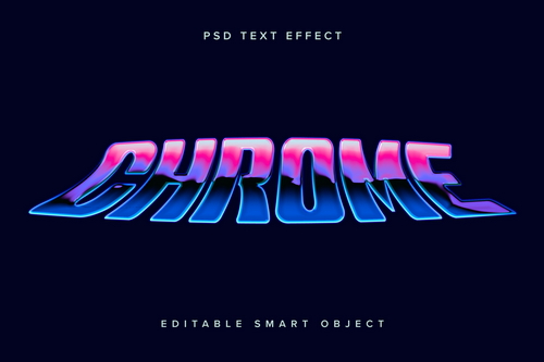 Warped Chrome Text Effect Mockup