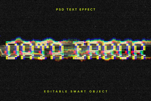 Distorted Glitch Text Effect Mockup