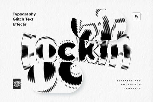 Typography Glitch Text Effect Mockup