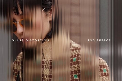Reeded Glass Distortion Image Effect Mockup