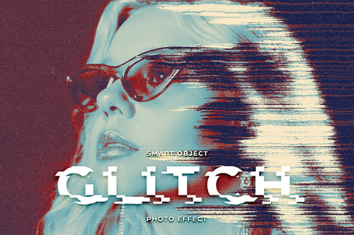 Dissolving Glitch Image Effect Mockup