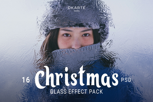 Christmas Pattern Glass Refraction Effects