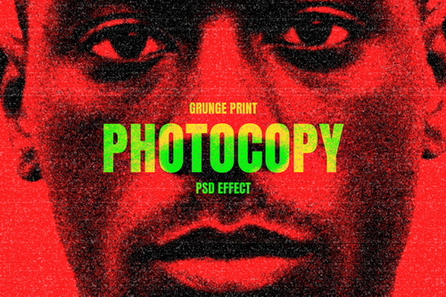 Grunge Photocopy Image Effect Mockup