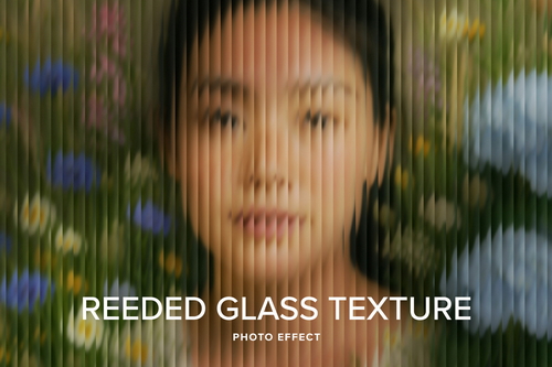 Reeded Glass Texture Image Effect Mockup