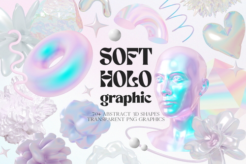 Soft Holo Iridescence 3D Shapes