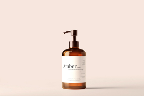Amber Glass Pump Bottle Mockups
