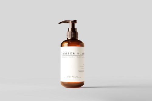 Amber Glass Pump Bottle Mockups