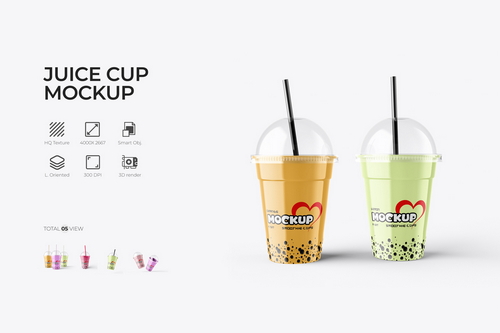 Smoothie Plastic Cup PSD Mockup