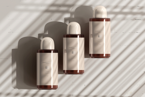 Amber Glass Cosmetic Bottle Mockup