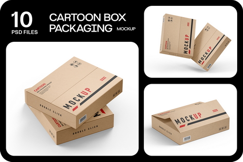 Kraft Carton Box Packaging Mockup