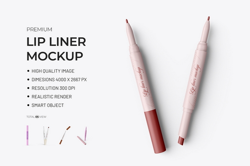 Matte Lip Liner PSD Mockup