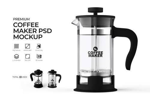 Transparent Coffee Maker PSD Mockup