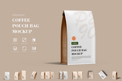 Coffee Pouch Packaging Design Mockup
