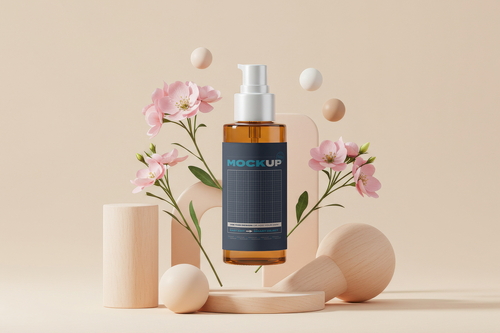 Spray Bottle Cosmetic Label Mockups