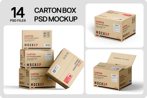 Kraft Carton Packaging Box Mockup