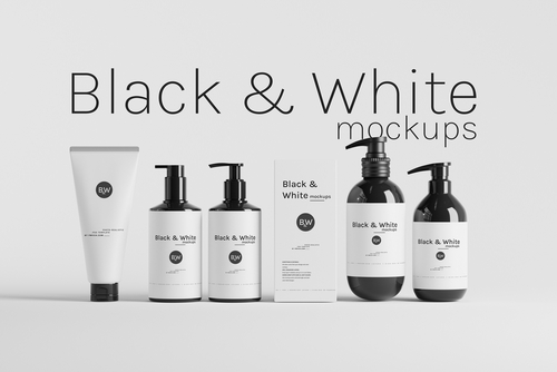 Black & White Mockups - Pump Bottles