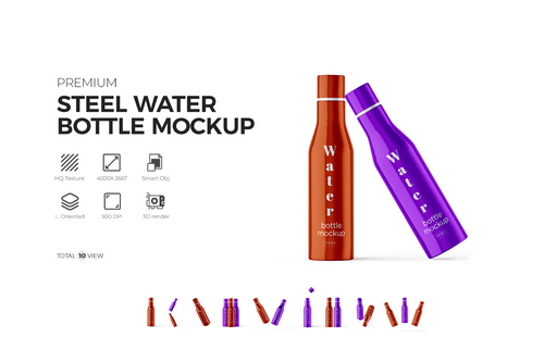 Steel Water Bottle PSD Mockup