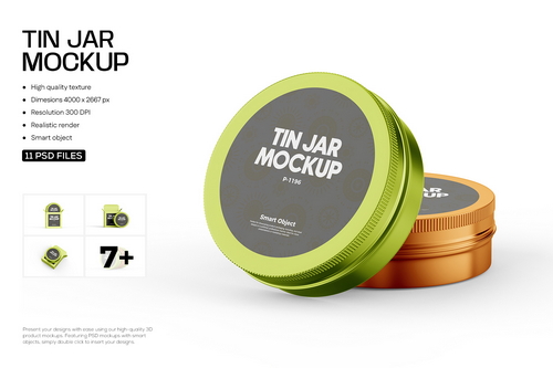 Cosmetic Tin Jar Mockup